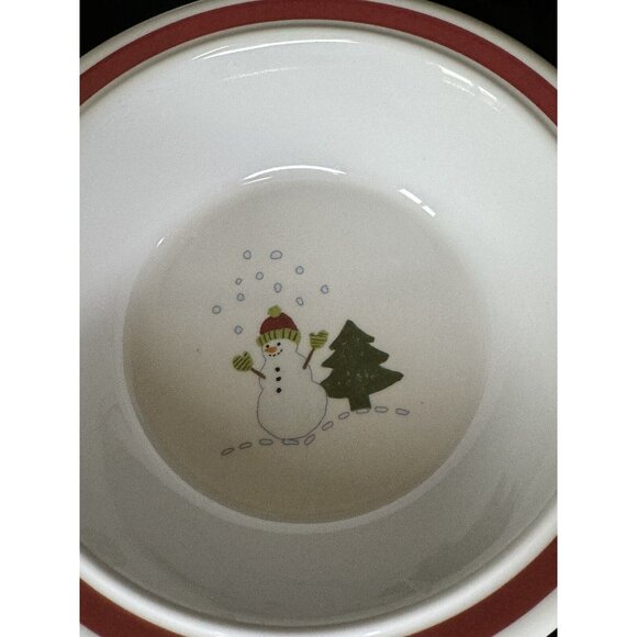 Pottery Barn Kids Christmas Melamine 2 Plates 4 Bowl Set With Snowman Design - Picture 12 of 13